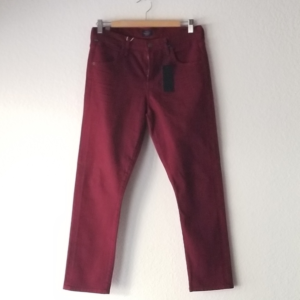 Citizen of Humanity Elsa Mid Rise Slim Crop Jeans Maroon Red Size 27 - Picture 4 of 10